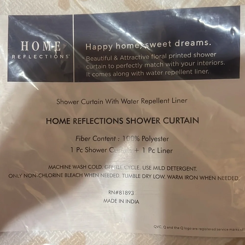 New shower curtain. With water repellant liner. 72x72